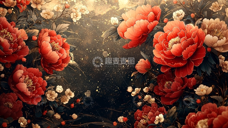 高清大图下载【趣麦麦图】繁花似锦的油画质感背景