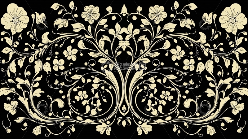 高清大图下载【趣麦麦图】精致对称花卉图案