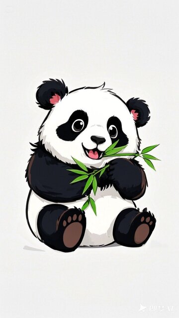 传统插画熊猫
