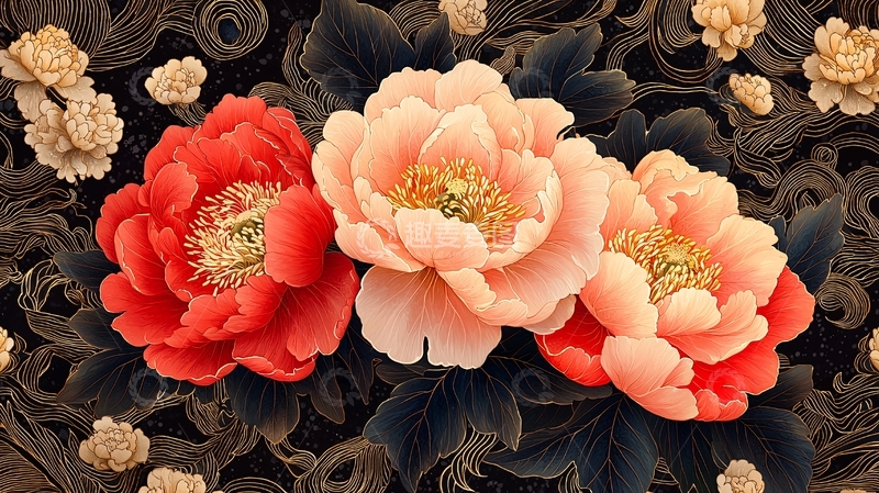高清大图下载【趣麦麦图】精美牡丹花卉背景图