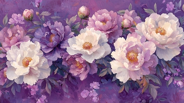 紫色调花卉水彩风格
