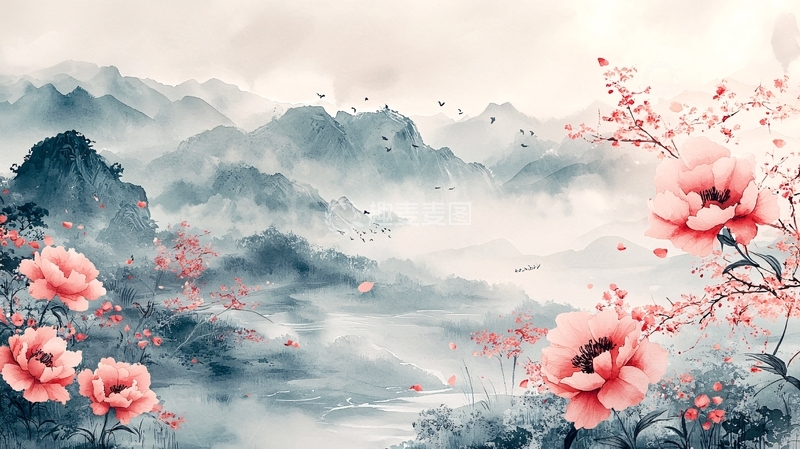 高清大图下载【趣麦麦图】水墨山水花卉唯美意境