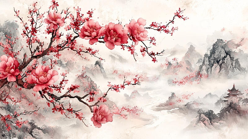 高清大图下载【趣麦麦图】水墨风山水画