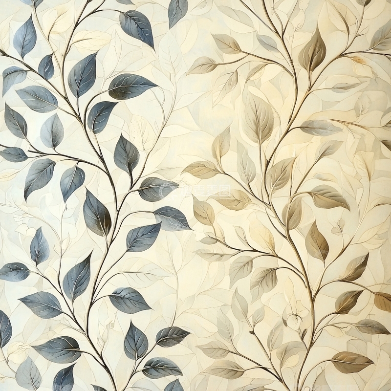 高清大图下载【趣麦麦图】藤蔓植物在米色背景上