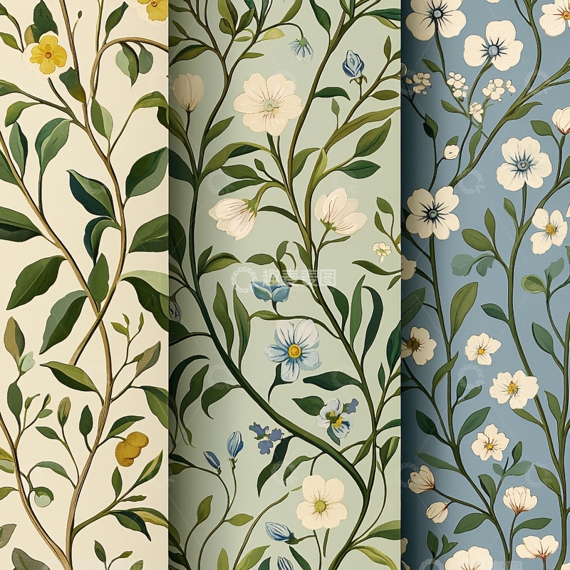 高清大图下载【趣麦麦图】精美手绘风小花图案