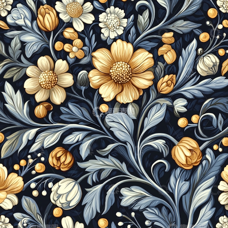 高清大图下载【趣麦麦图】金色花卉植物背景