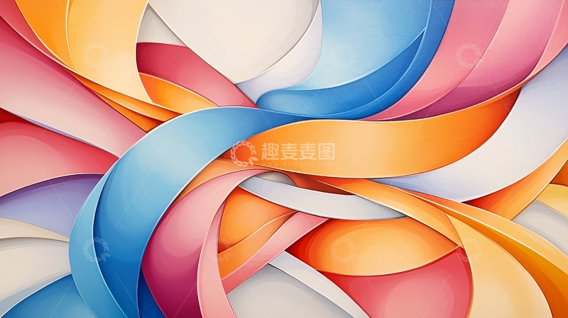 高清大图下载【趣麦麦图】抽象彩色曲线背景