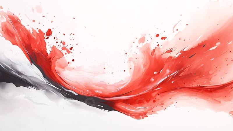 高清大图下载【趣麦麦图】红色黑色水墨晕染