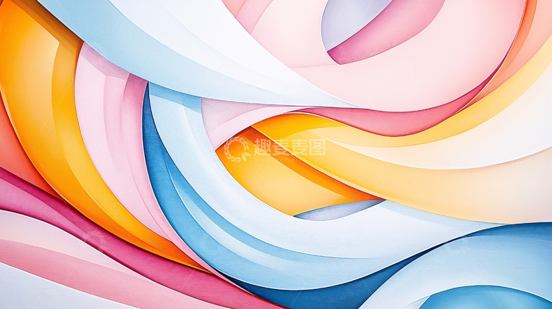 高清大图下载【趣麦麦图】抽象彩色曲线背景