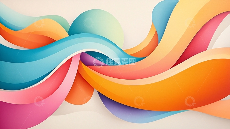 高清大图下载【趣麦麦图】彩色波浪线条背景