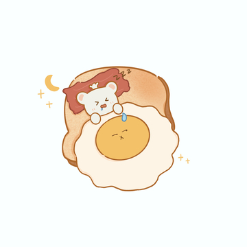 手绘卡通鸡蛋吐司面包