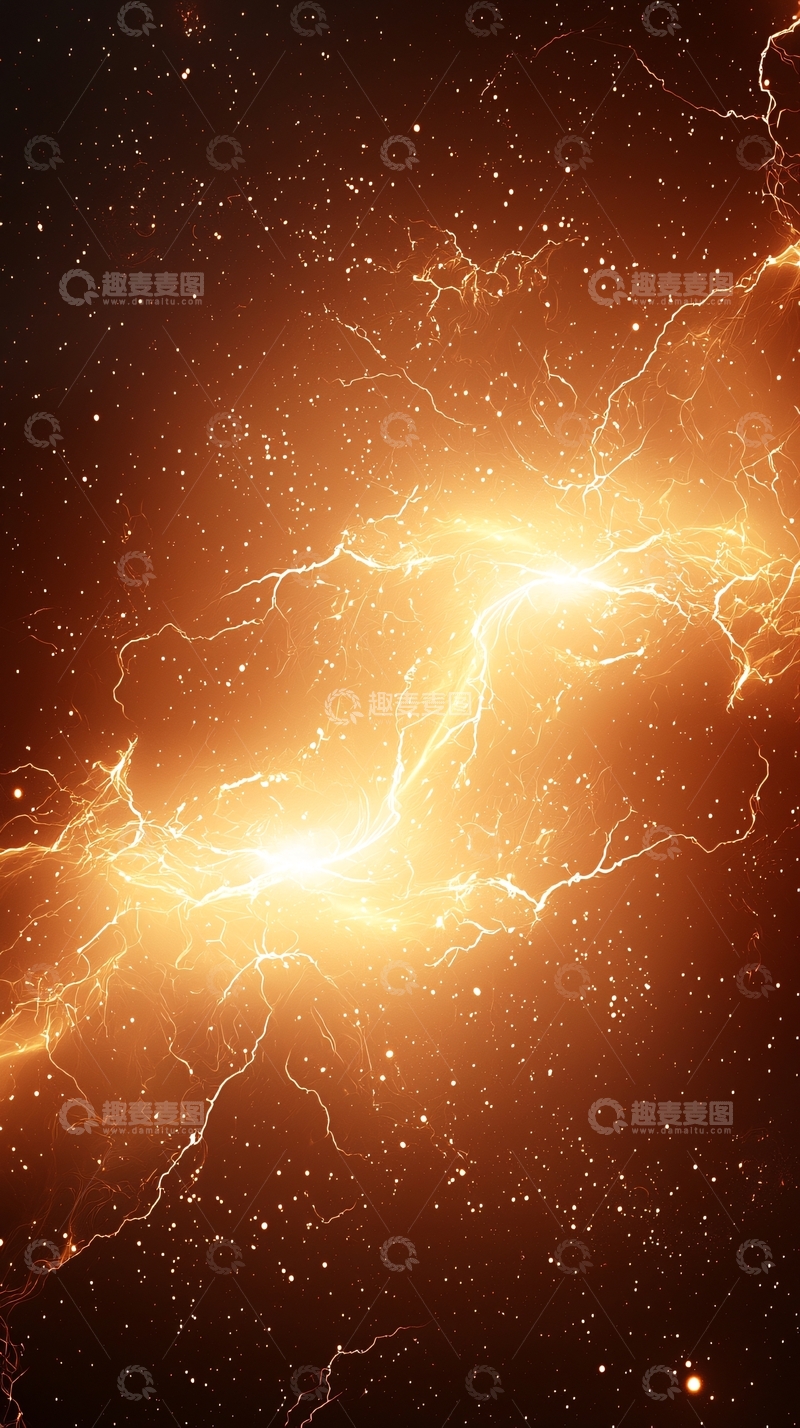 高清大图下载【趣麦麦图】金色闪电宇宙星云背景
