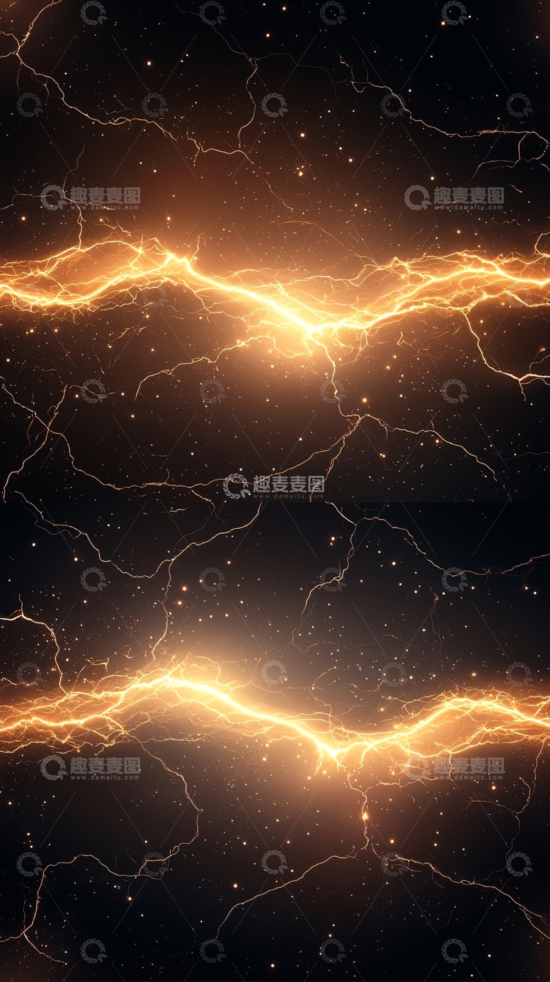 高清大图下载【趣麦麦图】金色闪电在夜空