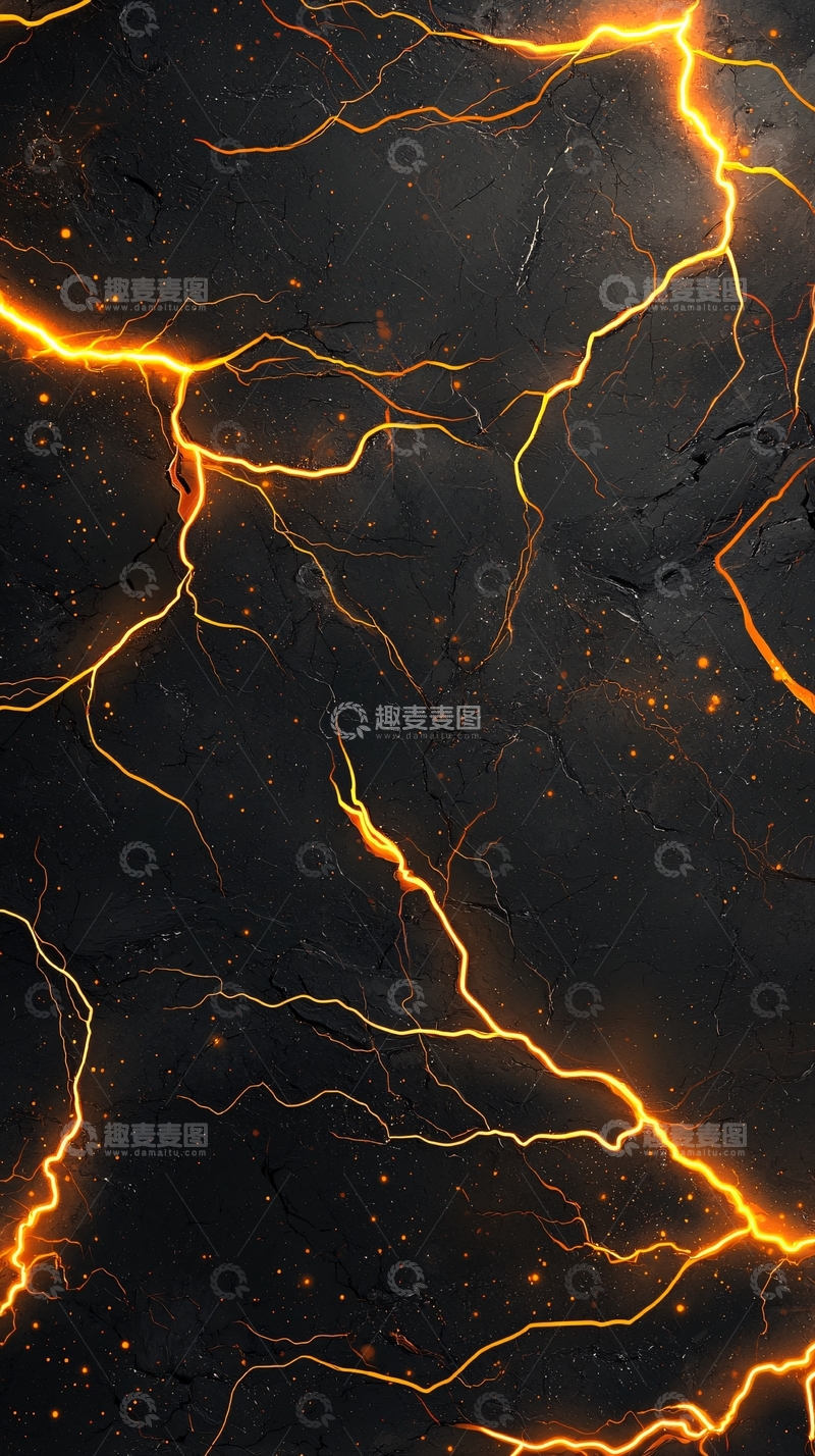 高清大图下载【趣麦麦图】黑色背景上的金色闪电