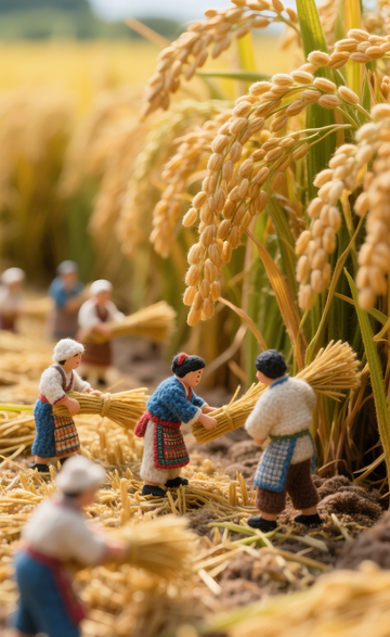 稻田劳动微缩场景