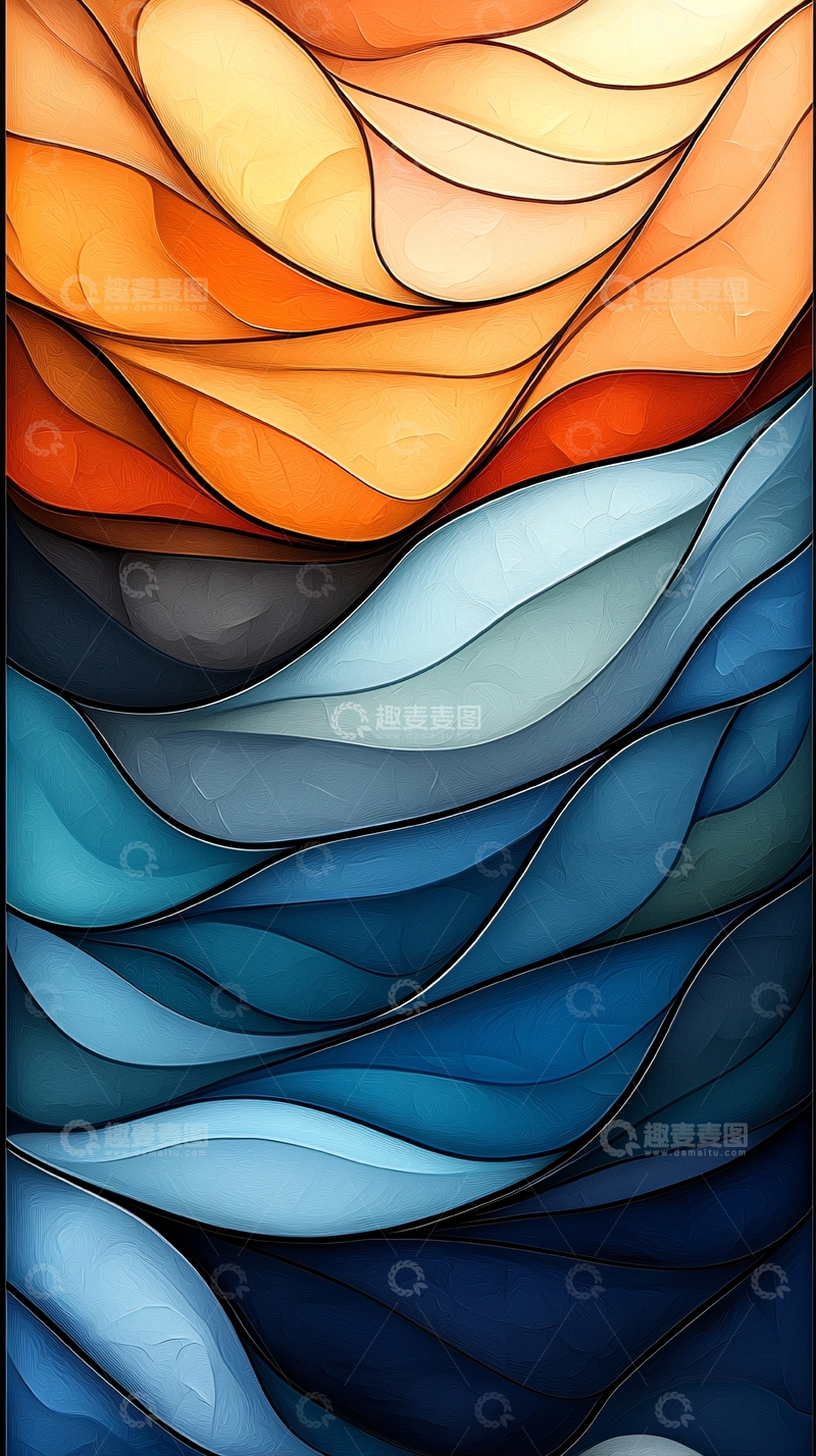 高清大图下载【趣麦麦图】抽象渐变波浪艺术