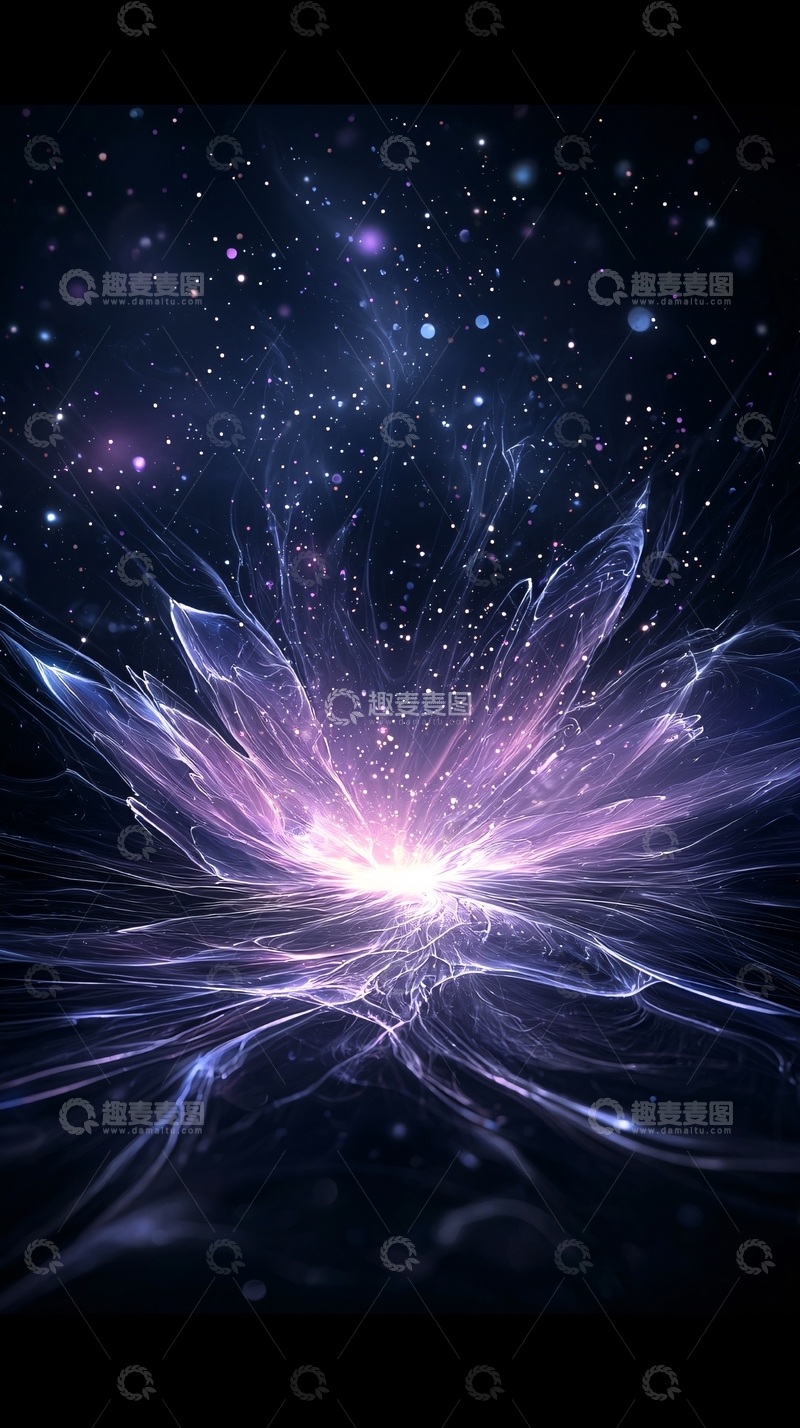 高清大图下载【趣麦麦图】星空下的紫色光芒绽放