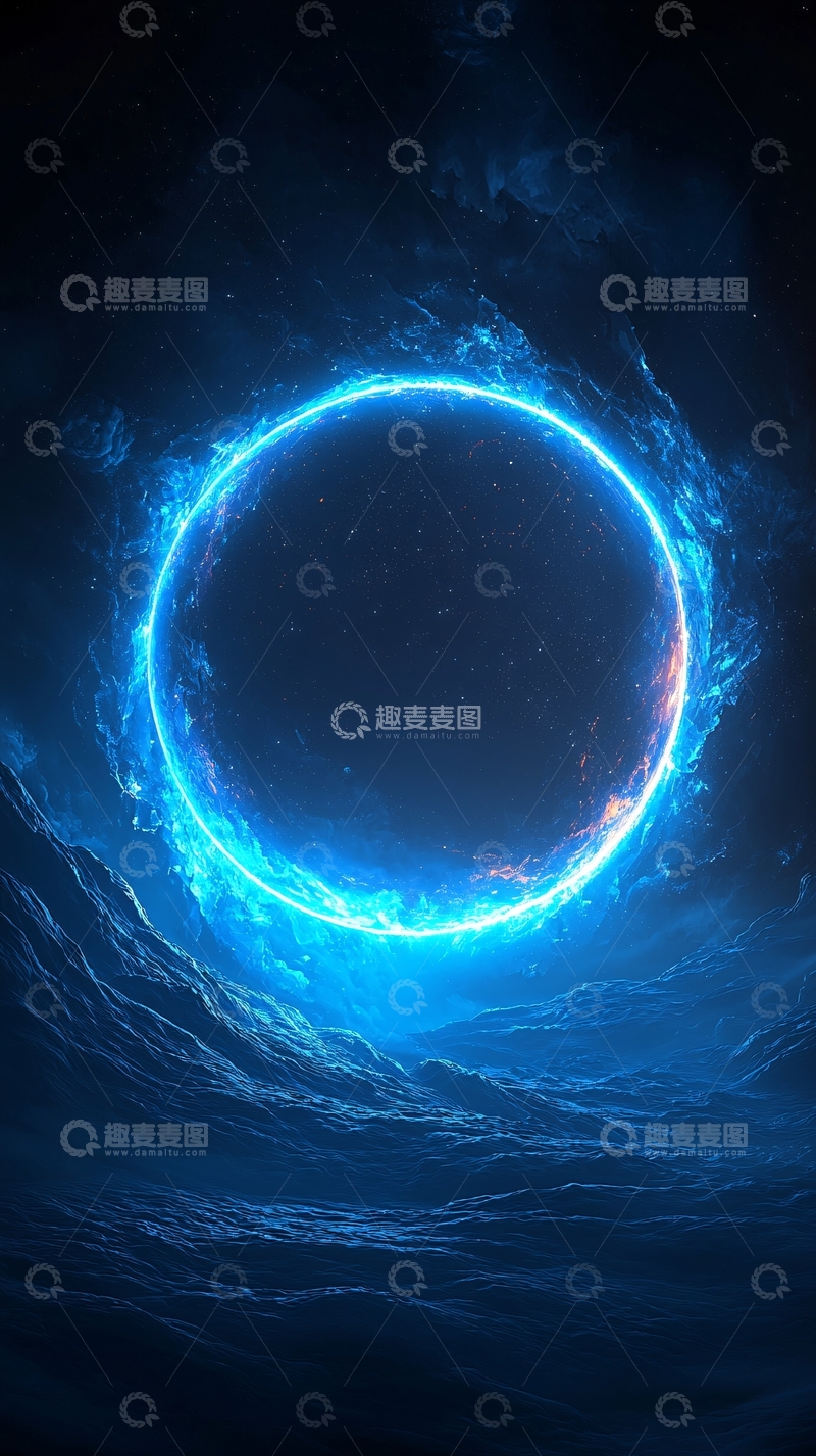 高清大图下载【趣麦麦图】蓝色光环笼罩着黑暗的中心