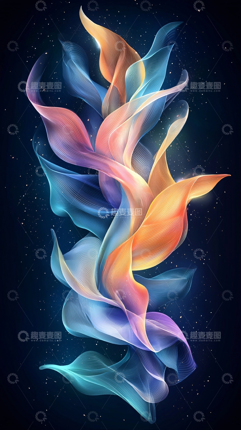 高清大图下载【趣麦麦图】彩色丝绸般的抽象流动