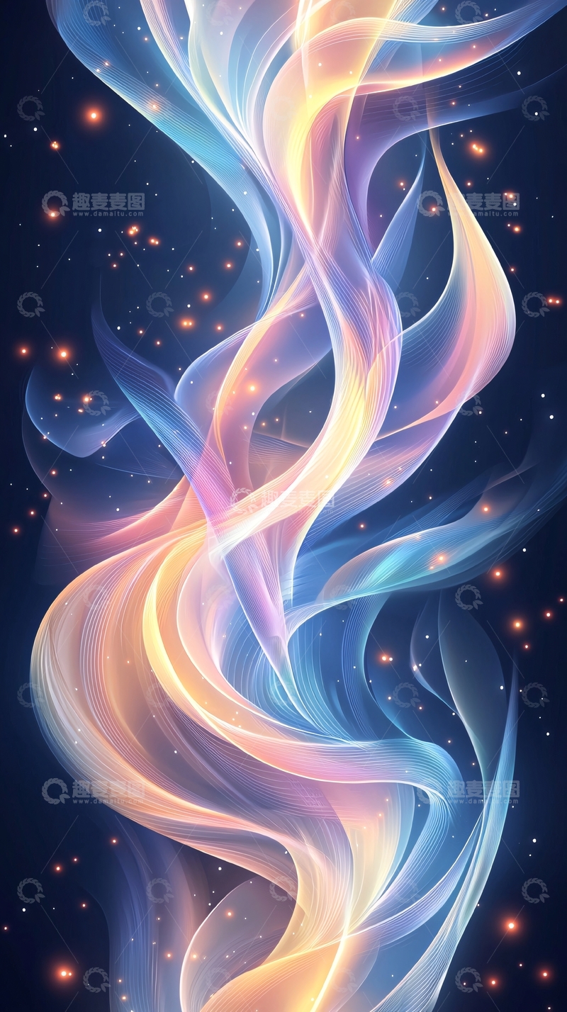 高清大图下载【趣麦麦图】彩色光束在黑暗中流动