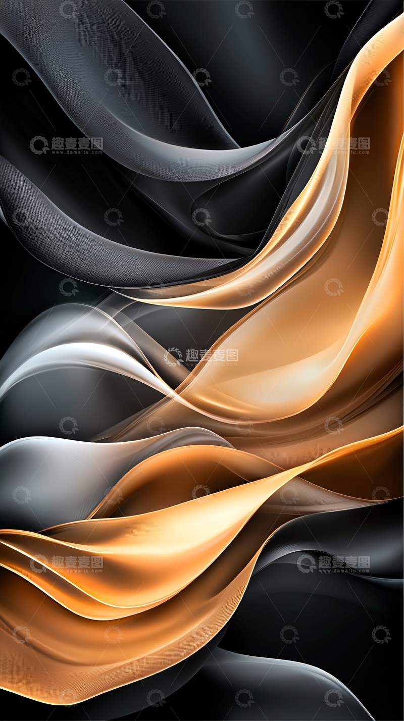 高清大图下载【趣麦麦图】抽象金色黑色流动波浪