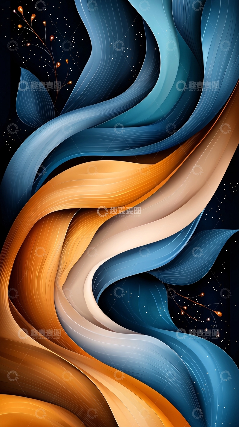 高清大图下载【趣麦麦图】流动的彩色丝绸背景