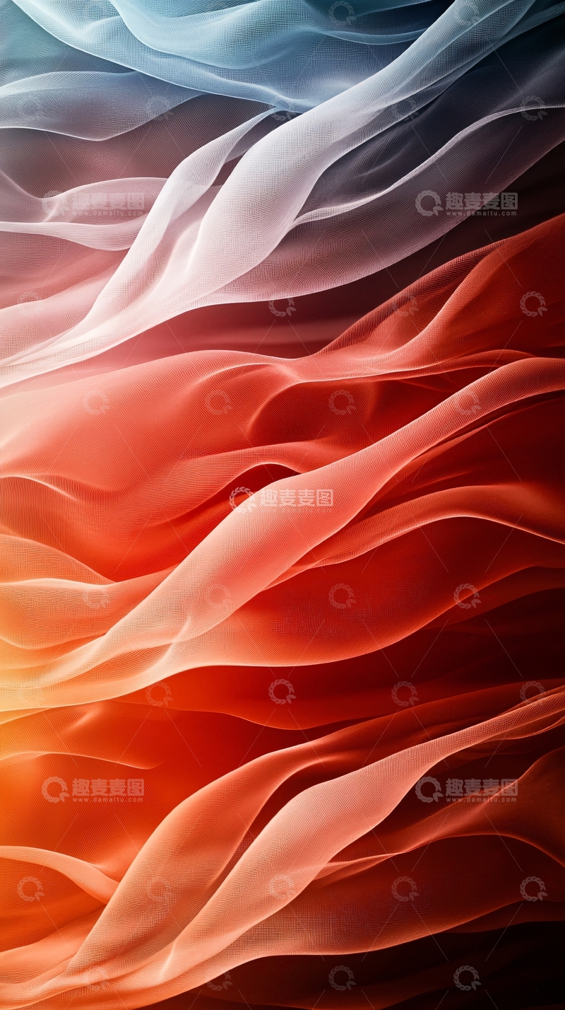 高清大图下载【趣麦麦图】抽象的彩色丝绸波浪