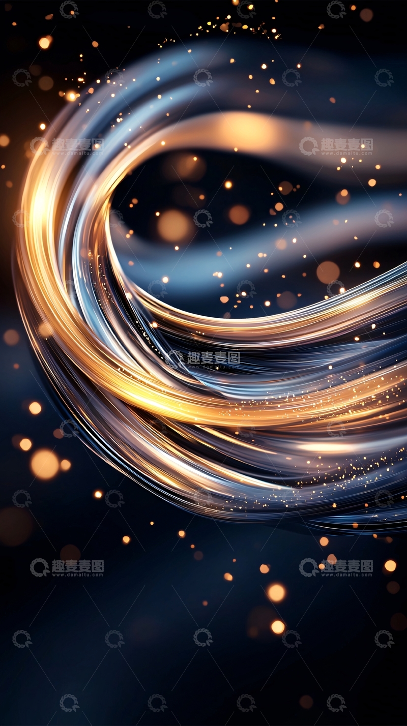 高清大图下载【趣麦麦图】金色光芒流动线条