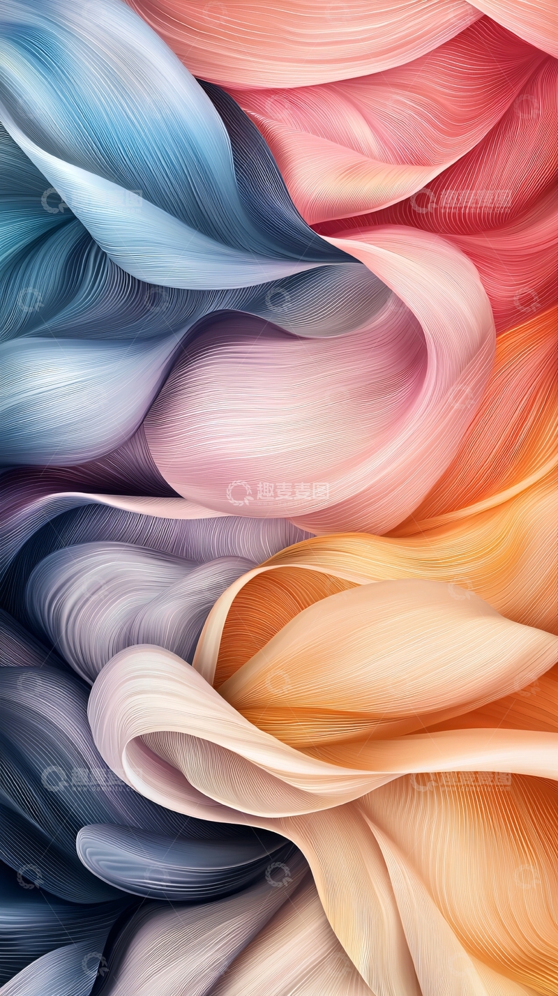 高清大图下载【趣麦麦图】抽象水彩渐变曲线