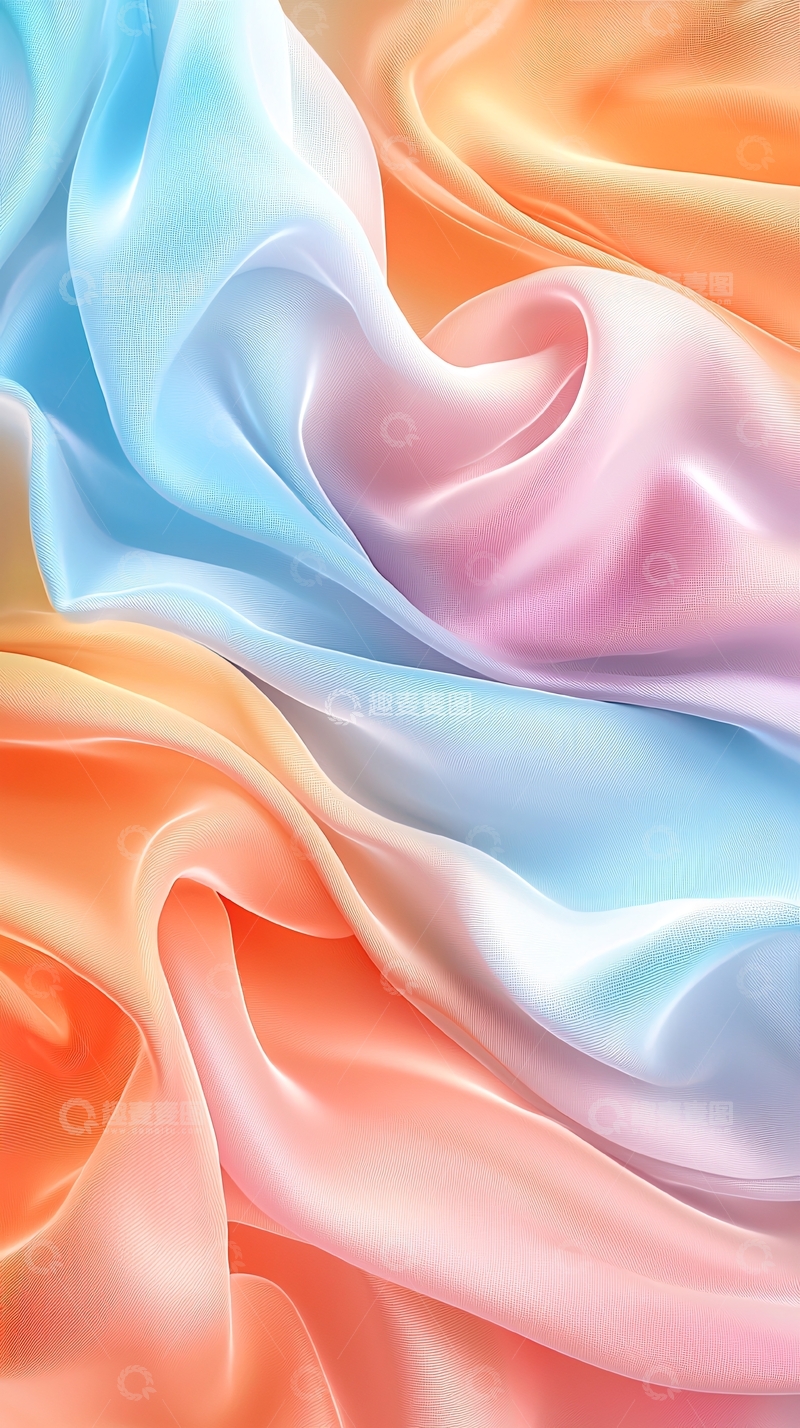 高清大图下载【趣麦麦图】柔和色彩的丝绸流动