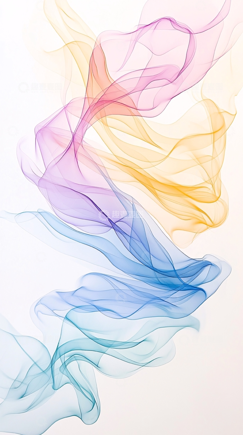 高清大图下载【趣麦麦图】抽象彩色丝绸水彩流动背景