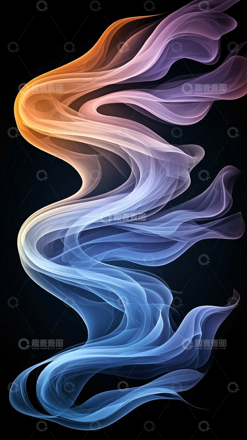 高清大图下载【趣麦麦图】彩色烟雾在黑暗中舞动