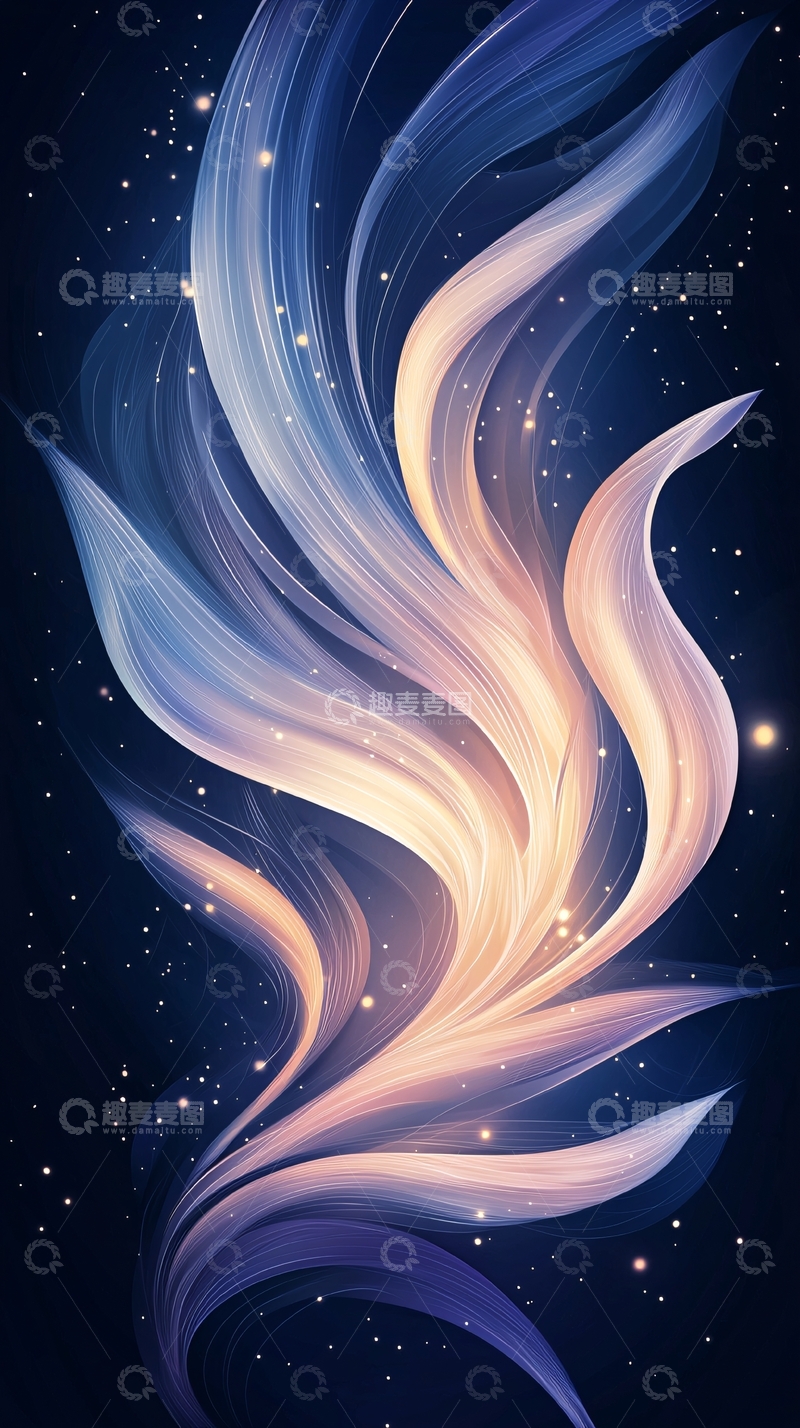 高清大图下载【趣麦麦图】抽象光线流动星空背景