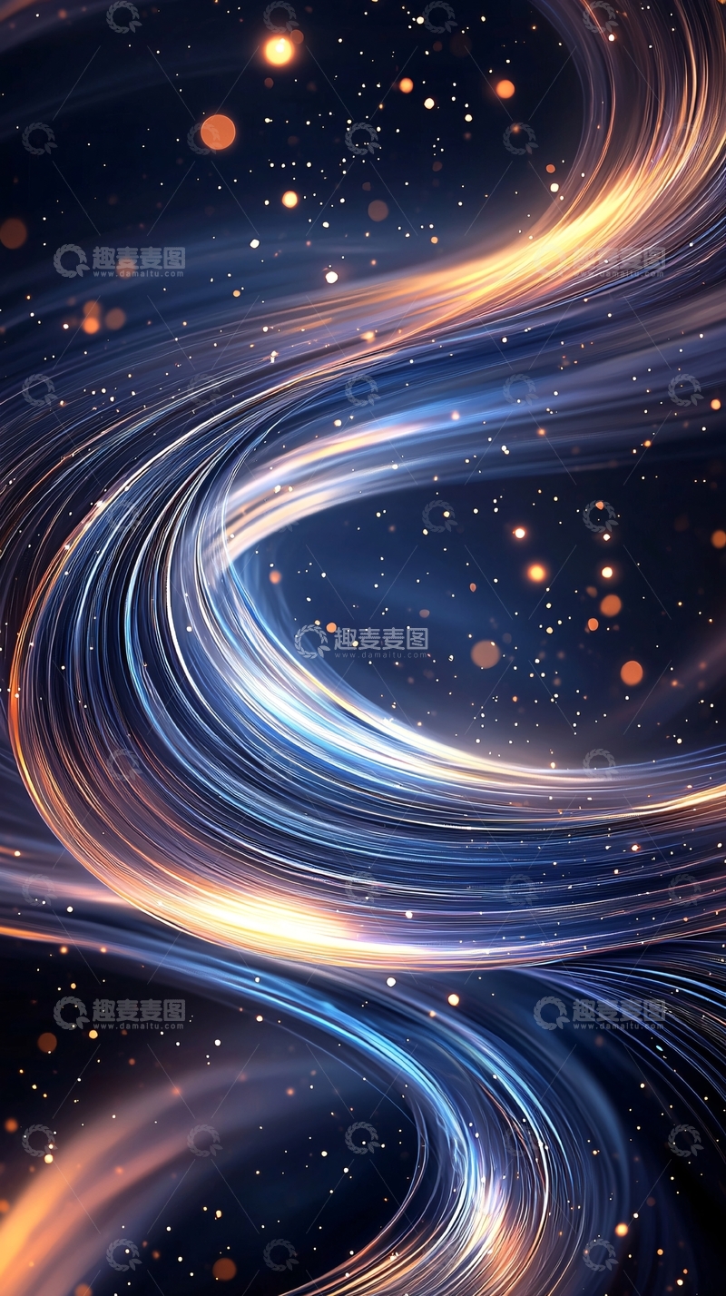 高清大图下载【趣麦麦图】蓝色金色光线交织