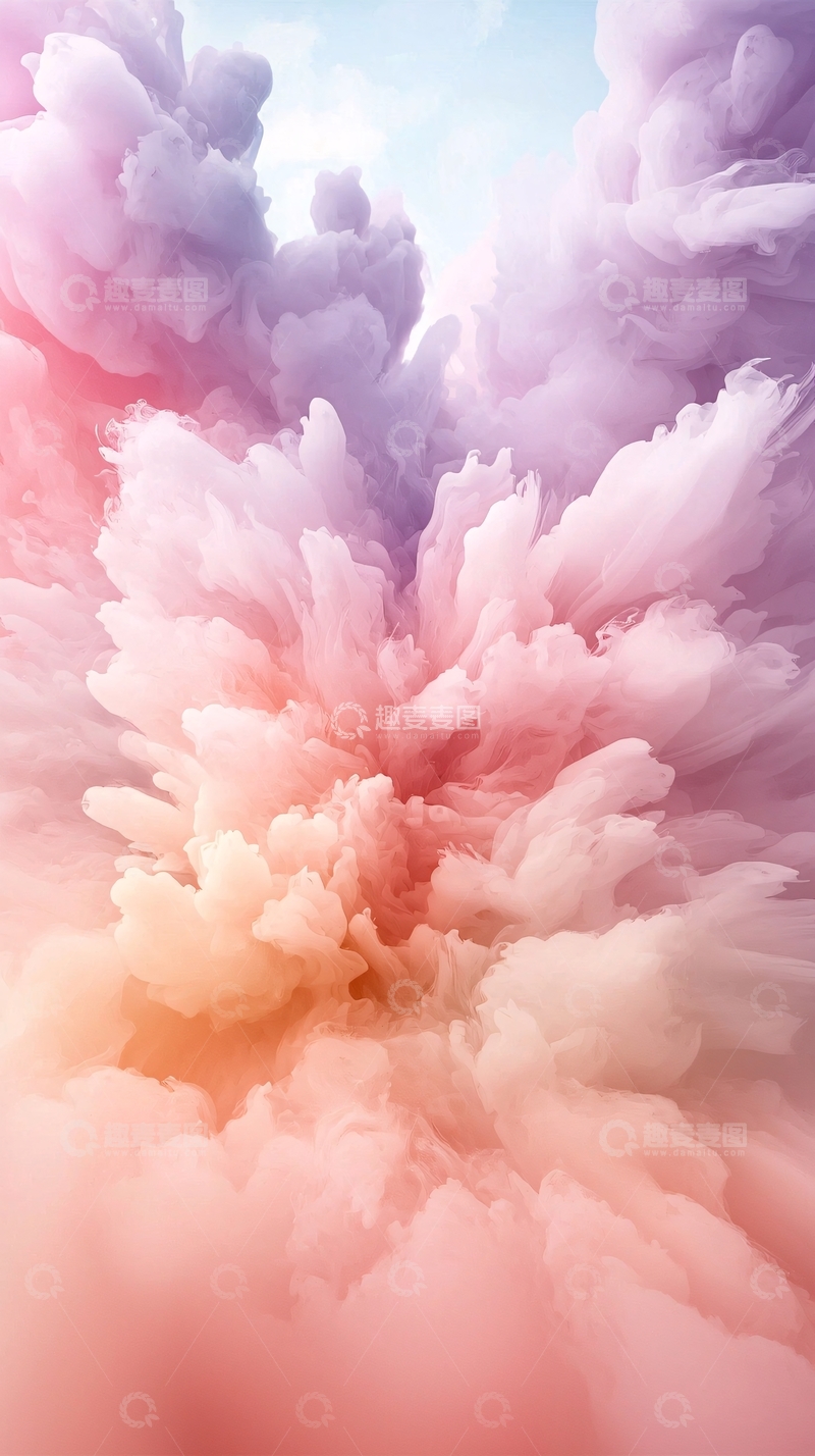 高清大图下载【趣麦麦图】粉紫渐变梦幻云朵