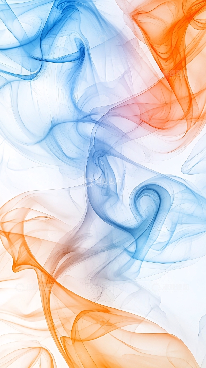 高清大图下载【趣麦麦图】蓝橙色烟雾在白色背景