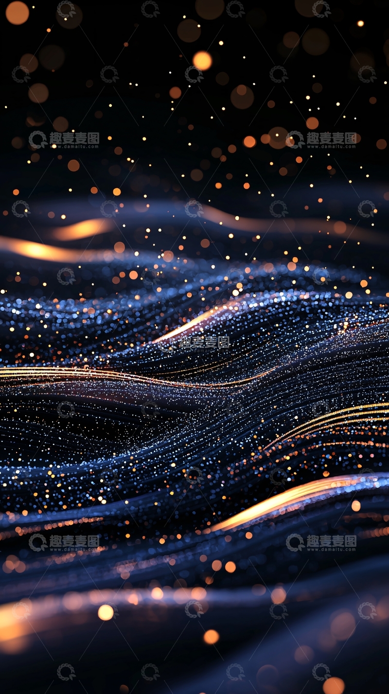 高清大图下载【趣麦麦图】金色星光波浪流动背景