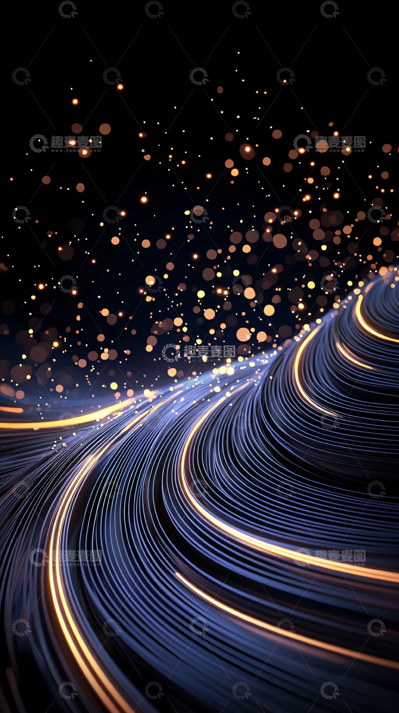 高清大图下载【趣麦麦图】流光溢彩的曲线背景