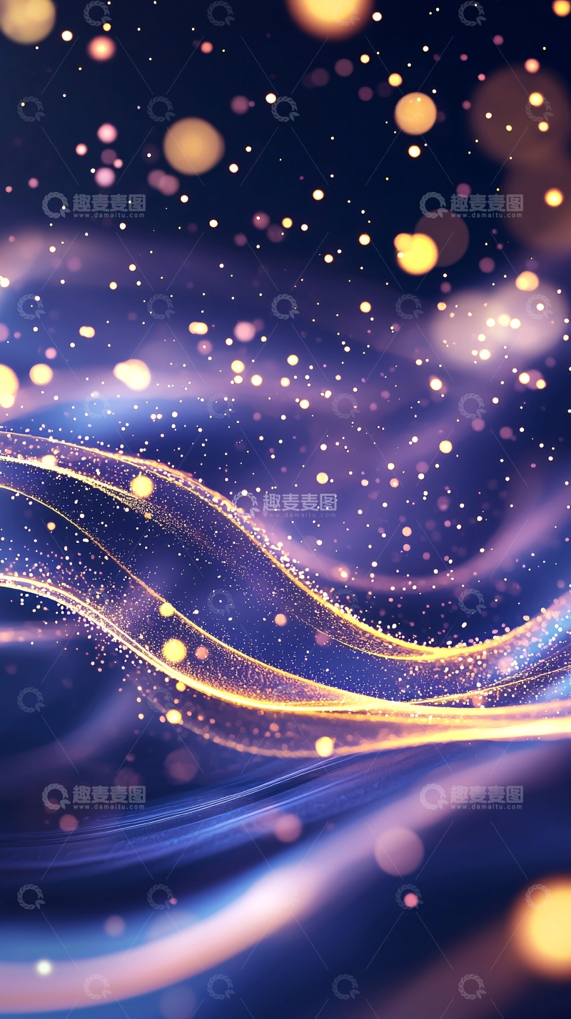 高清大图下载【趣麦麦图】梦幻蓝色金色光线