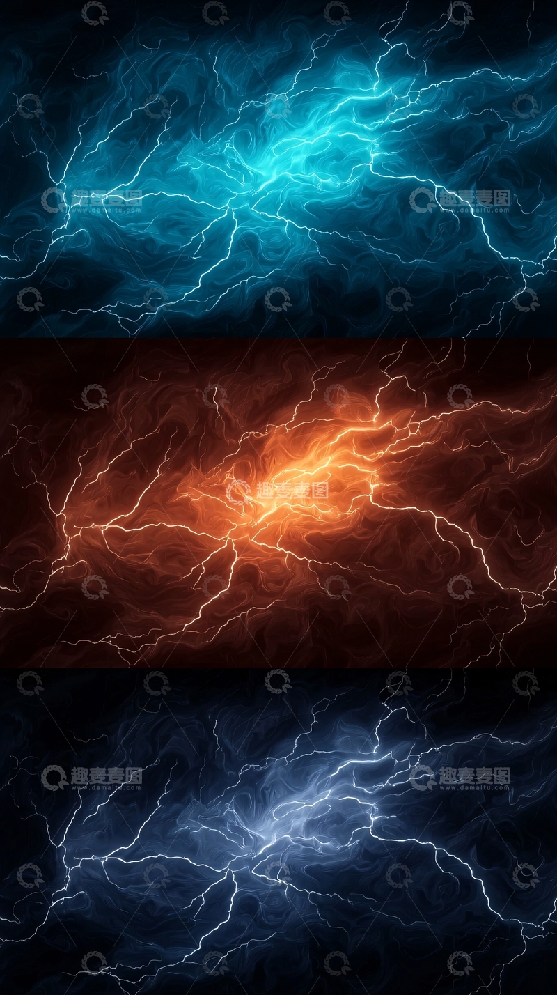 高清大图下载【趣麦麦图】能量闪电交汇背景