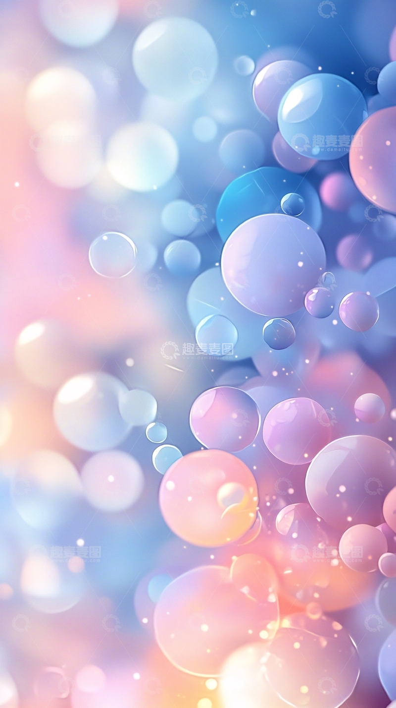 高清大图下载【趣麦麦图】梦幻柔和的彩色气泡