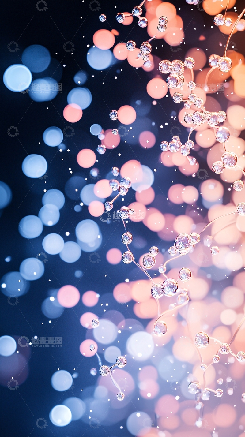 高清大图下载【趣麦麦图】-水滴连接的光点背景