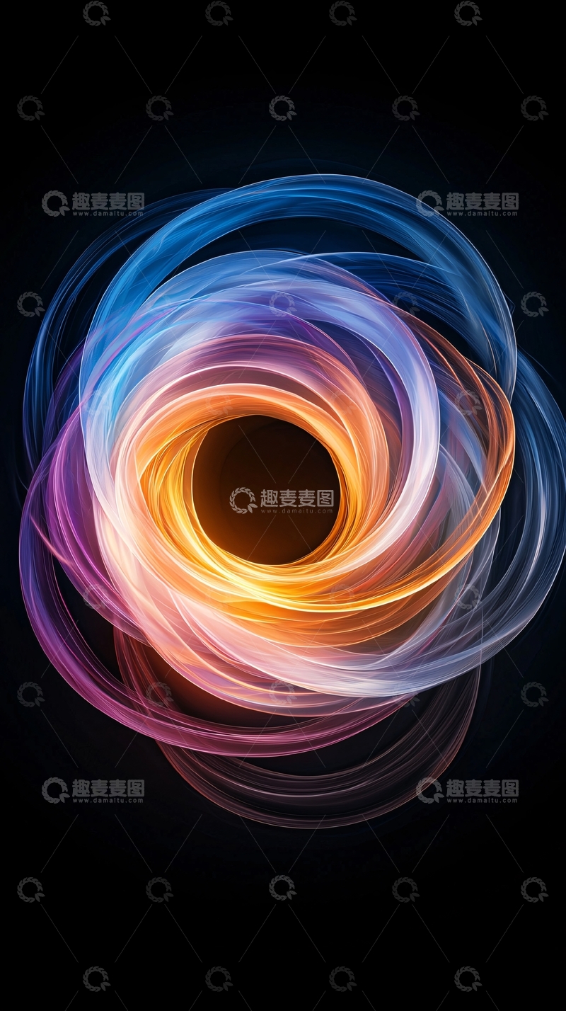 高清大图下载【趣麦麦图】彩色光晕环绕的漩涡