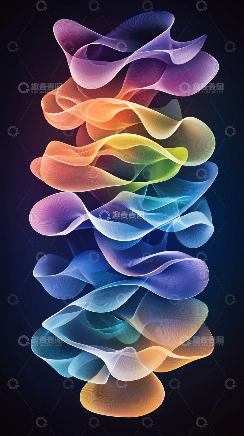 高清大图下载【趣麦麦图】彩色透明波浪堆叠