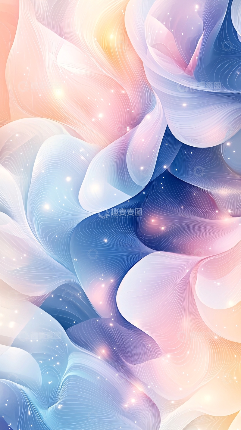 高清大图下载【趣麦麦图】梦幻柔和的粉蓝花朵图案