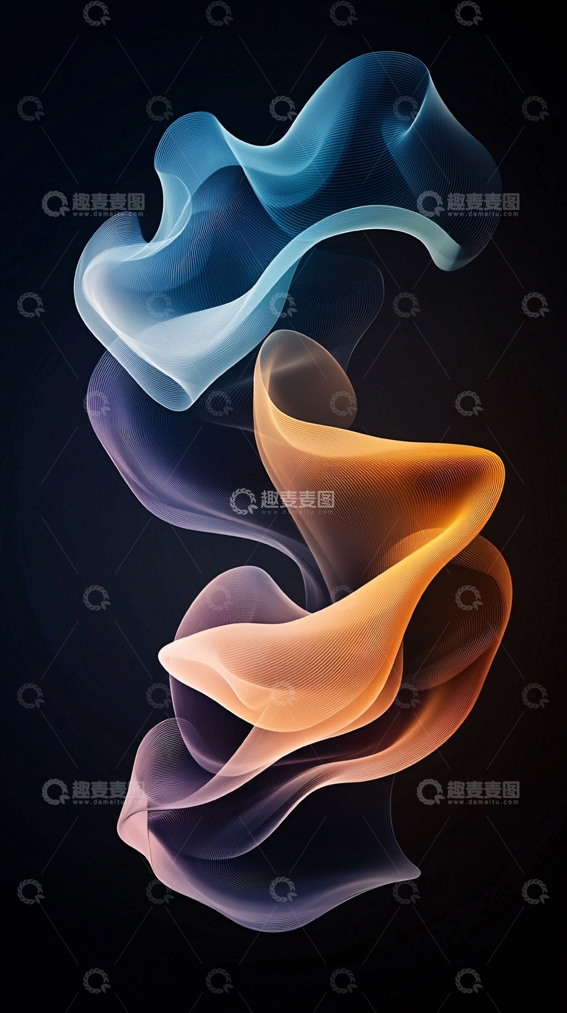 高清大图下载【趣麦麦图】彩色烟雾漂浮在黑暗中