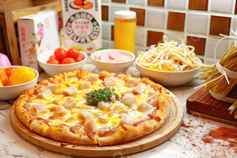 高清大图下载【趣麦麦图】美味的鸡肉披萨