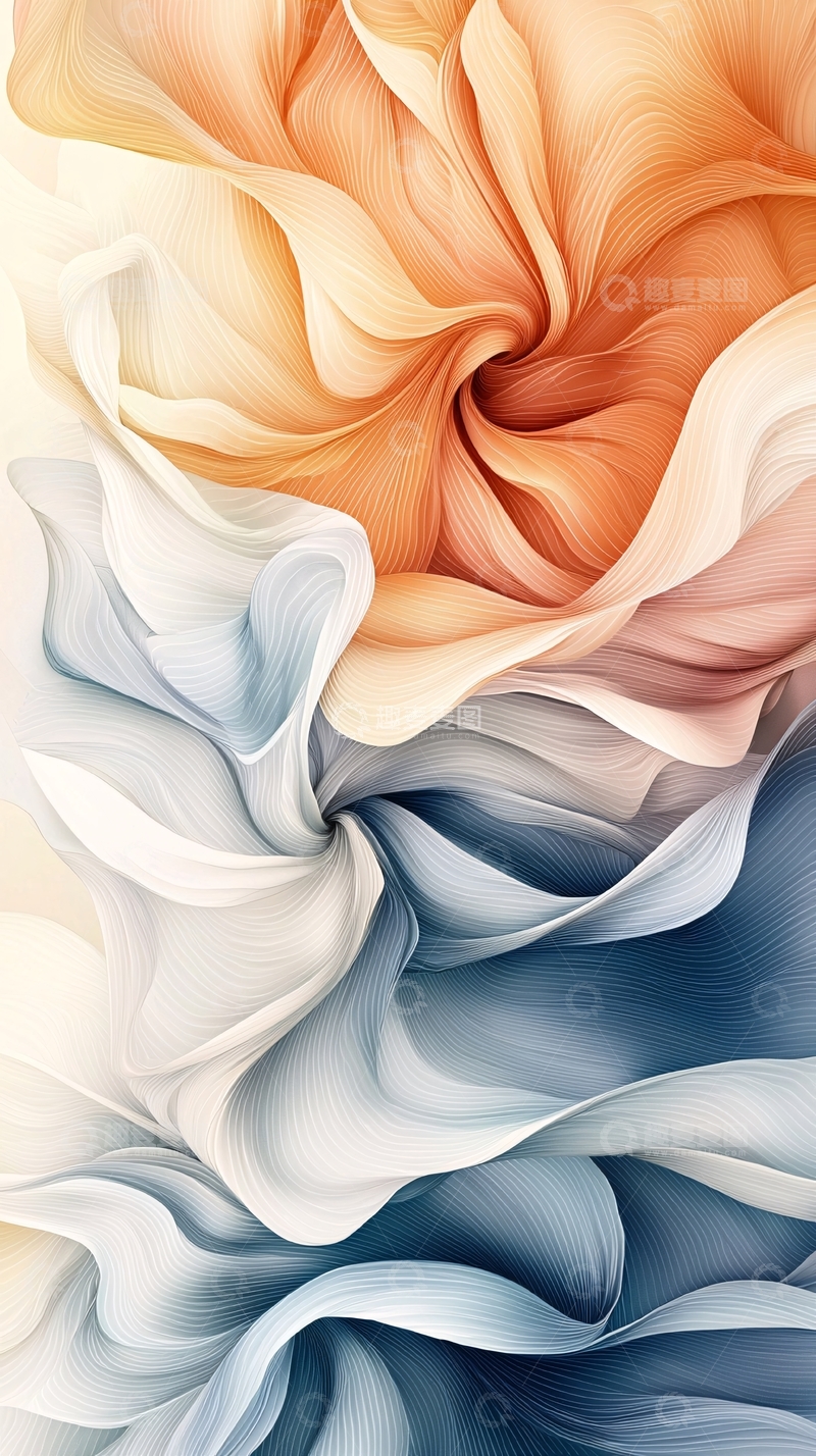 高清大图下载【趣麦麦图】柔和色彩的抽象花瓣漩涡
