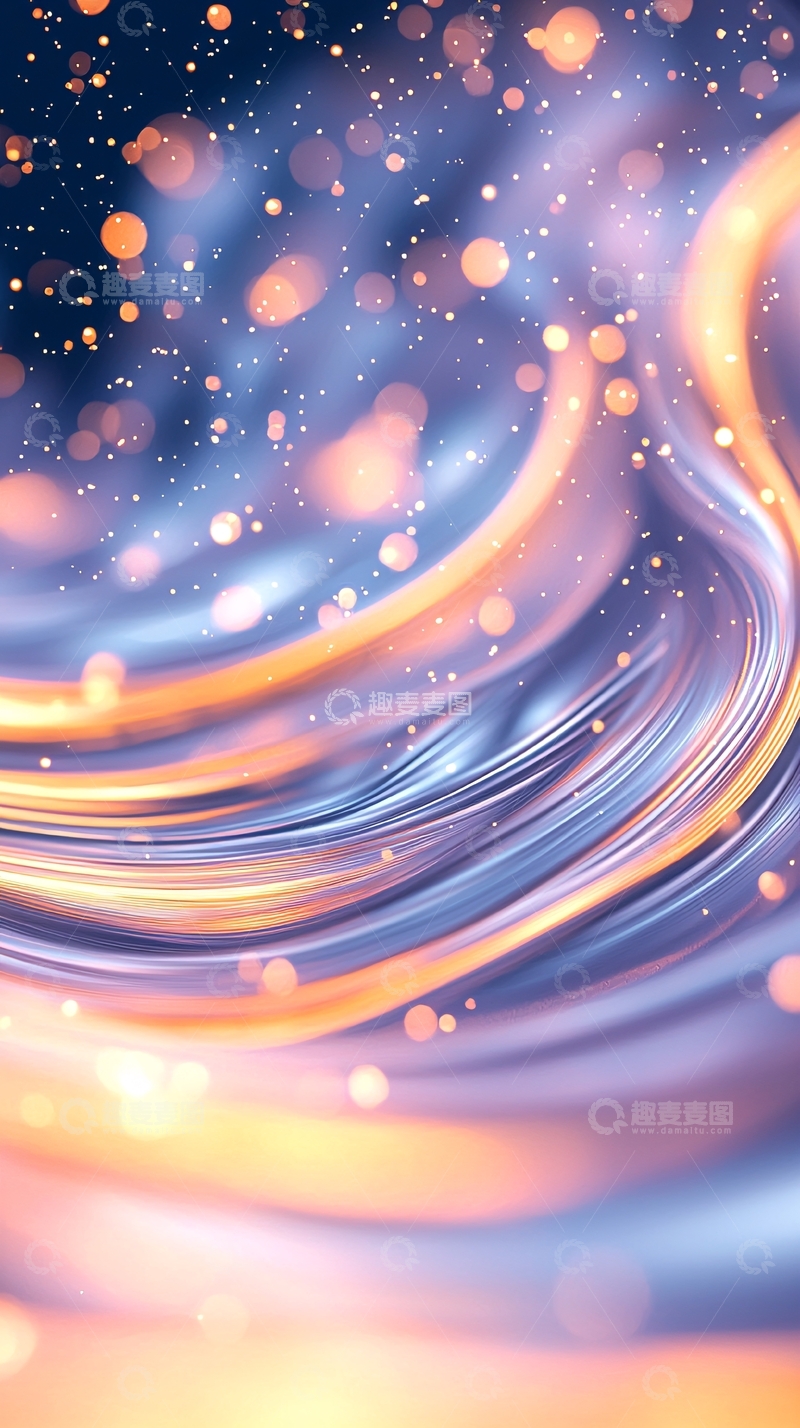 高清大图下载【趣麦麦图】蓝色金色光线流动背景