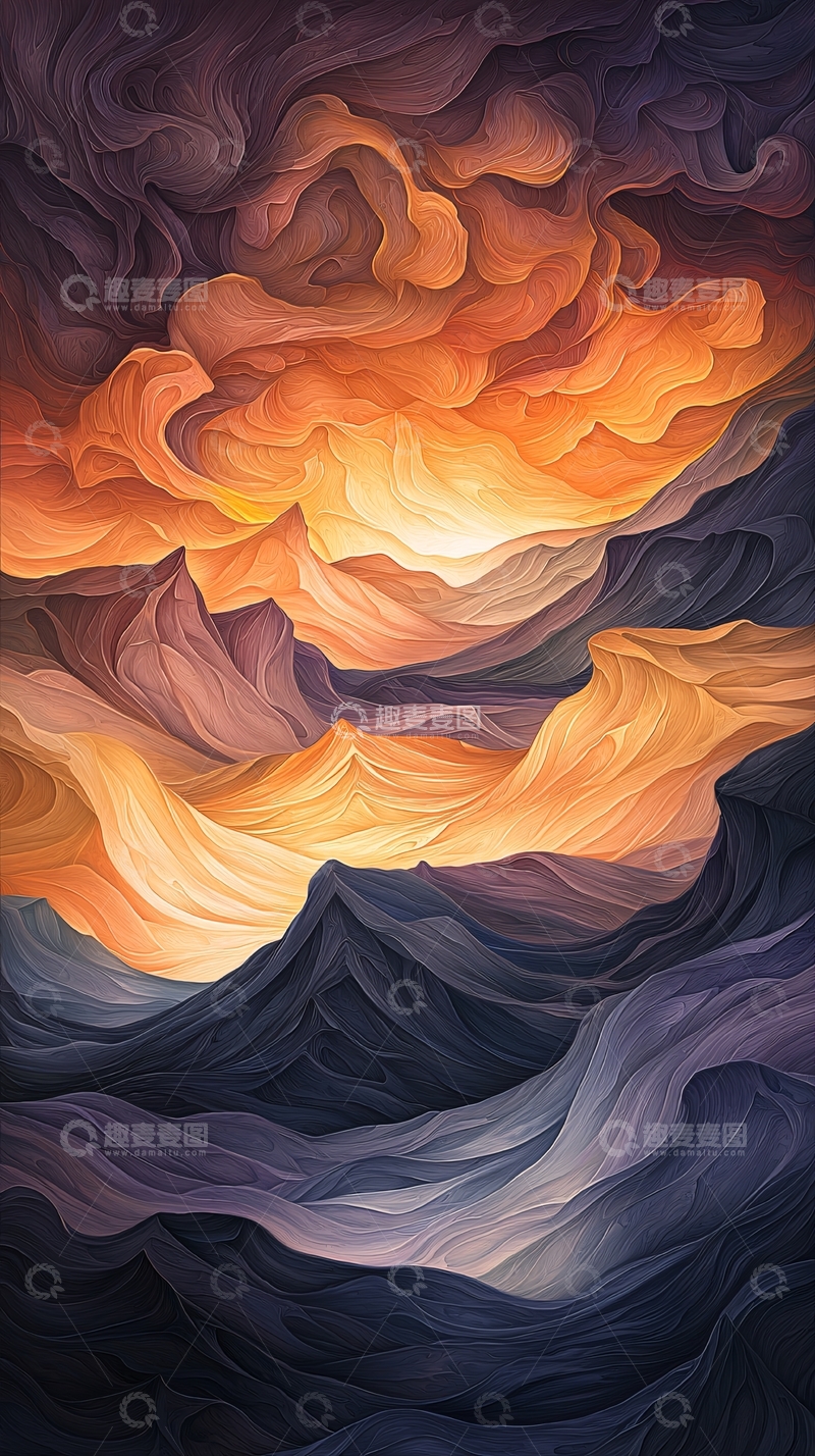 高清大图下载【趣麦麦图】抽象山水画高清图片